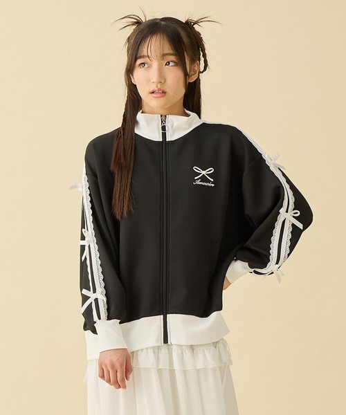 袖リボンライン ジップアップブルゾン/トラックジャケット（ジャージ