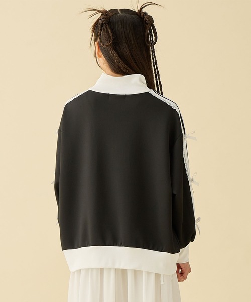 袖リボンライン ジップアップブルゾン/トラックジャケット（ジャージ