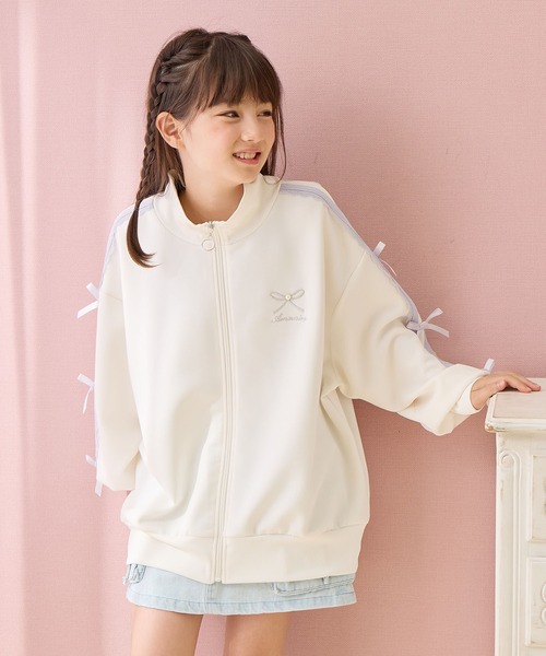 Amourire girl（アムリールガール）の「袖リボンライン ジップアップ
