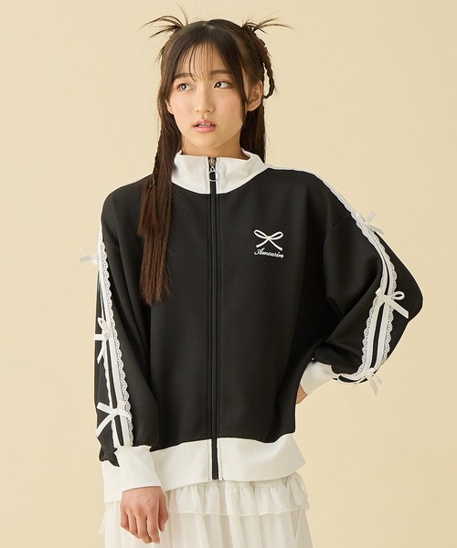 袖リボンライン ジップアップブルゾン/トラックジャケット（ジャージ