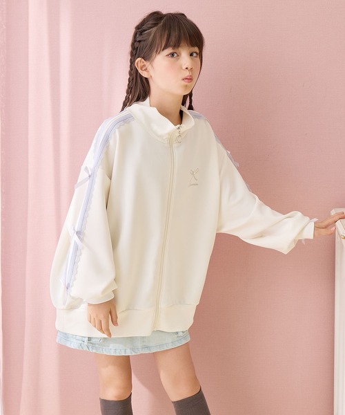 袖リボンライン ジップアップブルゾン/トラックジャケット（ジャージ