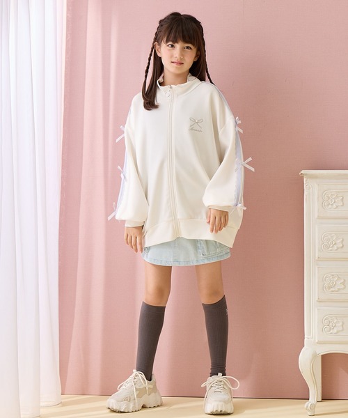 袖リボンライン ジップアップブルゾン/トラックジャケット（ジャージ