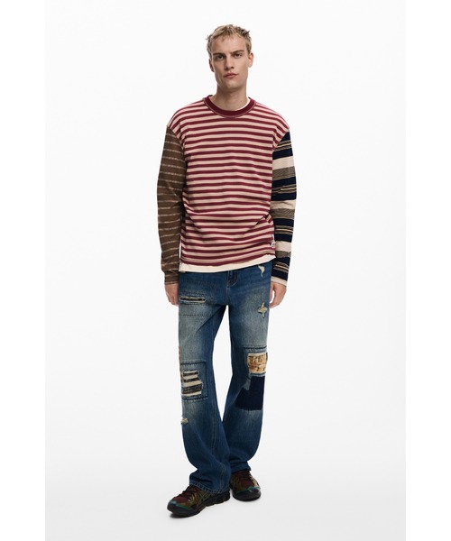Desigual(デシグアル)の「グランジストライプTシャツ(Tシャツ/カットソー・メンズ・マルチ・S/M/L/XXL/XL)」の4枚目の写真