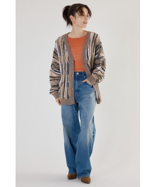 RODEO CROWNS WIDE BOWL（ロデオクラウンズワイドボウル）の「3Dマルチカラーニットカーディガン（カーディガン/ボレロ・レディース・ブルー系その他3/ブルー系その他2/ブラック系その他/ベージュ系その他・MEDIUM/LARGE）」の6枚目の写真