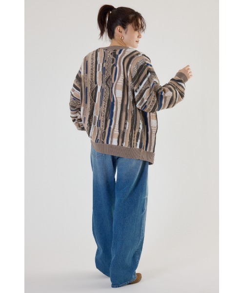 RODEO CROWNS WIDE BOWL（ロデオクラウンズワイドボウル）の「3Dマルチカラーニットカーディガン（カーディガン/ボレロ・レディース・ブルー系その他3/ブルー系その他2/ブラック系その他/ベージュ系その他・MEDIUM/LARGE）」の7枚目の写真