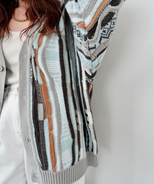 RODEO CROWNS WIDE BOWL（ロデオクラウンズワイドボウル）の「3Dマルチカラーニットカーディガン（カーディガン/ボレロ・レディース・ブルー系その他3/ブルー系その他2/ブラック系その他/ベージュ系その他・MEDIUM/LARGE）」の20枚目の写真
