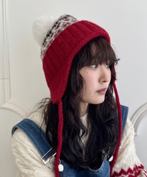 SOLLON.(ソルロン)のノルディック柄イヤーフラップニットキャップ(ニットキャップ/ビーニー)