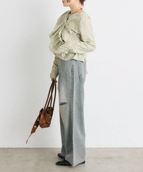 w closet（ダブルクローゼット）の「【25AW】ダメージデニムパンツ（デニムパンツ・レディース・ベージュ/ブルー・MEDIUM/SMALL/LARGE）」の7枚目の写真