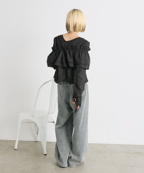 w closet（ダブルクローゼット）の「【25AW】ダメージデニムパンツ（デニムパンツ・レディース・ベージュ/ブルー・MEDIUM/SMALL/LARGE）」の20枚目の写真