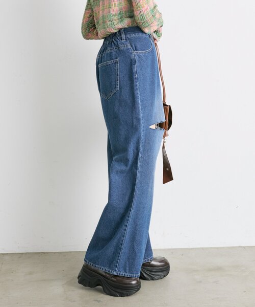 w closet（ダブルクローゼット）の「【25AW】ダメージデニムパンツ（デニムパンツ・レディース・ベージュ/ブルー・MEDIUM/SMALL/LARGE）」の22枚目の写真