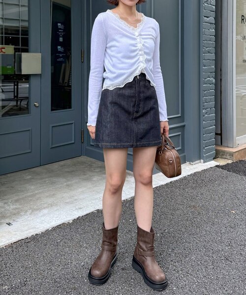 mline（エムライン）の「[mline]シアーレース ギャザーカーディガン（Tシャツ/カットソー・レディース・ブラック/グレー/オフホワイト/ピンク・FREE）」の15枚目の写真