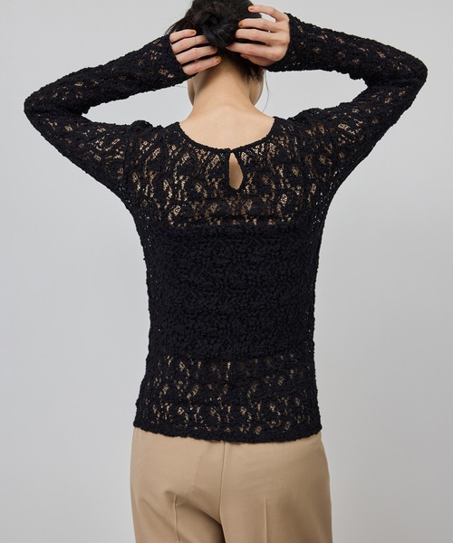 ROPE'（ロペ）の「ストレッチレースカットソー/イージーケア（Tシャツ/カットソー・レディース・ブラック/ホワイト・FREE）」の5枚目の写真