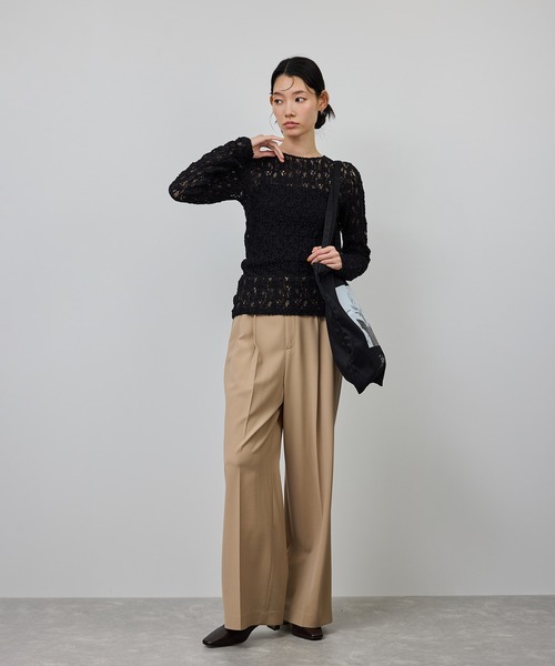 ROPE'（ロペ）の「ストレッチレースカットソー/イージーケア（Tシャツ/カットソー・レディース・ブラック/ホワイト・FREE）」の6枚目の写真