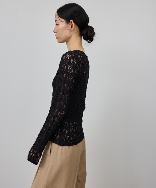 ROPE'（ロペ）の「ストレッチレースカットソー/イージーケア（Tシャツ/カットソー・レディース・ブラック/ホワイト・FREE）」の4枚目の写真