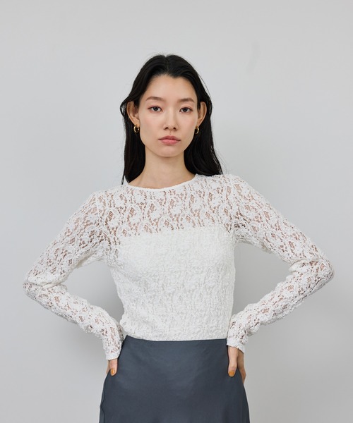 ROPE'（ロペ）の「ストレッチレースカットソー/イージーケア（Tシャツ/カットソー・レディース・ブラック/ホワイト・FREE）」の20枚目の写真