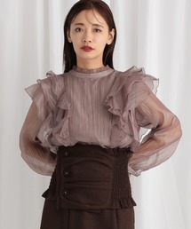 mysty woman | 2WAY楊柳フリルブラウス 577092(シャツ/ブラウス)