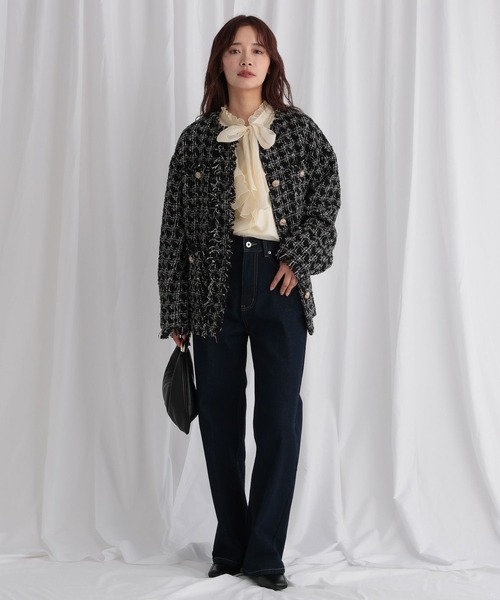 mysty woman（ミスティウーマン）の「2WAY楊柳フリルブラウス　577092（シャツ/ブラウス・レディース・モカ/アイボリー/ブラック・FREE）」の11枚目の写真