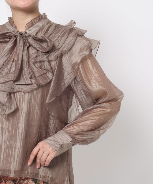 mysty woman（ミスティウーマン）の「2WAY楊柳フリルブラウス　577092（シャツ/ブラウス・レディース・モカ/アイボリー/ブラック・FREE）」の22枚目の写真