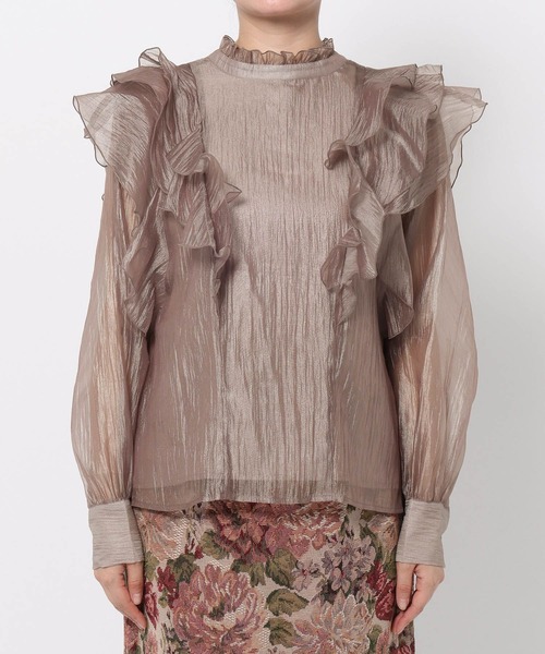 mysty woman（ミスティウーマン）の「2WAY楊柳フリルブラウス　577092（シャツ/ブラウス・レディース・モカ/アイボリー/ブラック・FREE）」の19枚目の写真