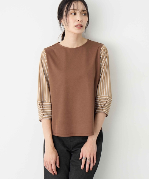 A/C DESIGN BY ALPHA CUBIC（エーシーデザインバイアルファキュービック）の「ドッキングプルオーバー（Tシャツ/カットソー・レディース・ネイビー/モカ・M/L）」の3枚目の写真