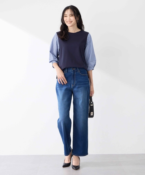 A/C DESIGN BY ALPHA CUBIC（エーシーデザインバイアルファキュービック）の「ドッキングプルオーバー（Tシャツ/カットソー・レディース・ネイビー/モカ・M/L）」の7枚目の写真