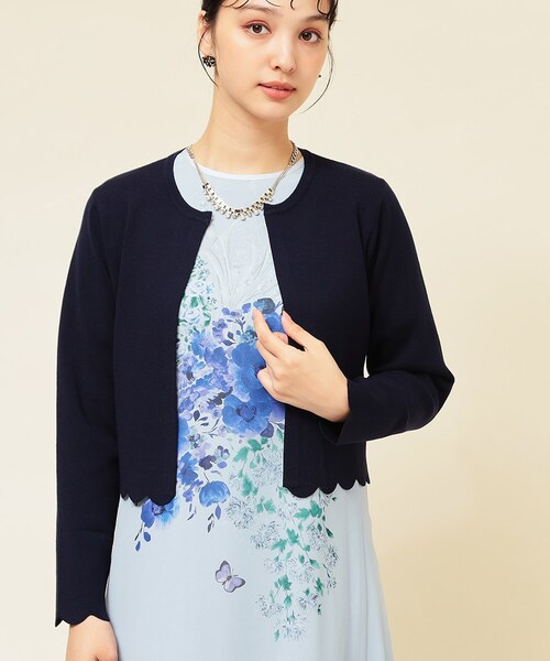 Sunauna（スーナウーナ）の「◆【4色展開／定番】スカラップボレロ（カーディガン/ボレロ・レディース・ライトグレー/ブラック/ベージュ/ネイビー・38/40）」の5枚目の写真