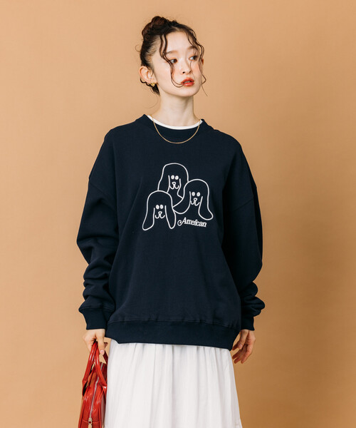 【美品】お値下げ不可　ブラミンク　ネイビースウェット セール】限定展開 リラックスフィット アニマルグラフィック刺繍