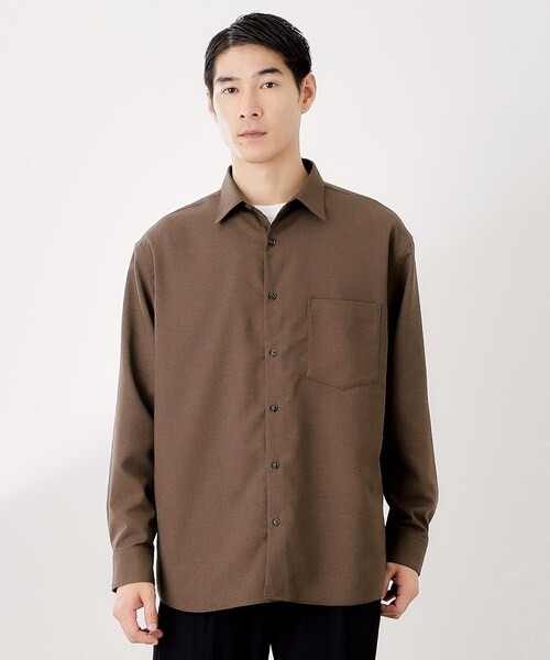 THE SHOP TK （ザ ショップ ティーケー ）の「TECLINO／テクリーノ 長袖オックスシャツ【洗濯機OK】（シャツ/ブラウス・メンズ・ブラウン系その他/チャコールグレー/ライトグレー・02/03/04）」の3枚目の写真