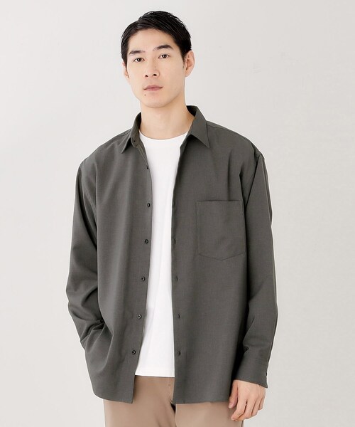 THE SHOP TK （ザ ショップ ティーケー ）の「TECLINO／テクリーノ 長袖オックスシャツ【洗濯機OK】（シャツ/ブラウス・メンズ・ブラウン系その他/チャコールグレー/ライトグレー・02/03/04）」の2枚目の写真