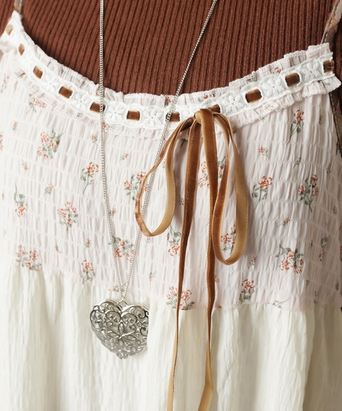 SPINNS（スピンズ）の「異素材のときめきをぎゅっと☆★ヴィンテージ風キャミワンピ（ワンピース・レディース・ブラック/ピンク/グリーン/ブラウン/ブルー・ONESIZE）」の12枚目の写真