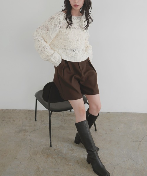 LIAN(リアン)の「ウールライクハーフパンツ(その他パンツ・レディース・ブラウン/ブラック/チャコールグレー・FREE)」の7枚目の写真