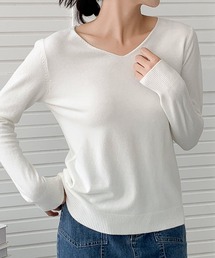 【12色展開】シンプル Vネック ニット プルオーバー