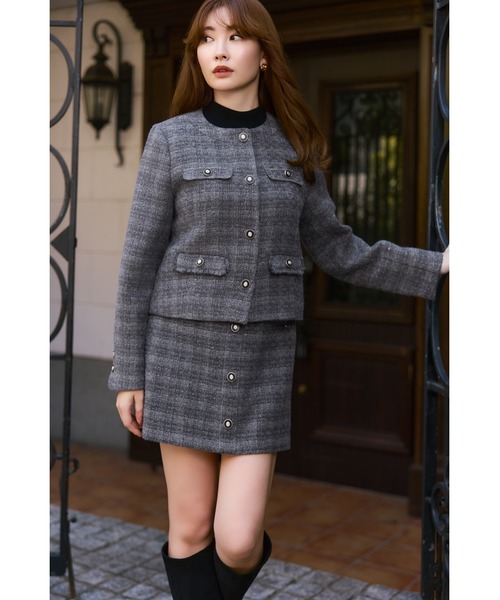 ジャケット・アウター herlipto Charlotte Tweed Jacket Charlotte Tweed Jacket（ノーカラージャケット）｜Her lip to（ハー