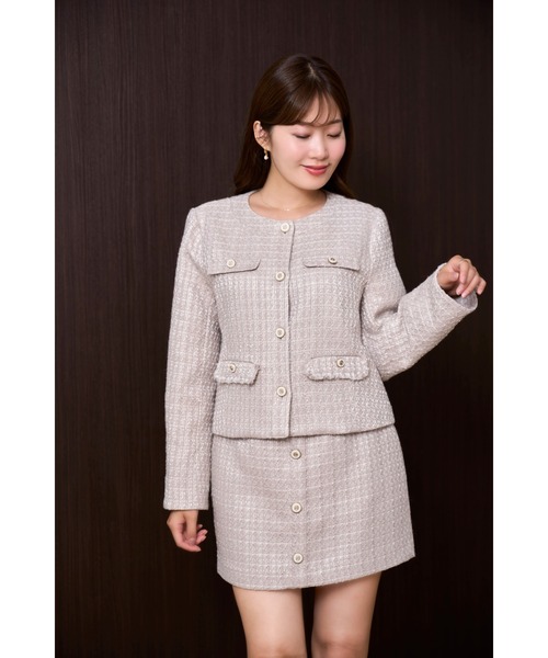 ジャケット・アウター Herlipto Charlotte Tweed Jacket Charlotte Tweed Jacket（ノーカラージャケット）｜Her lip to（ハー