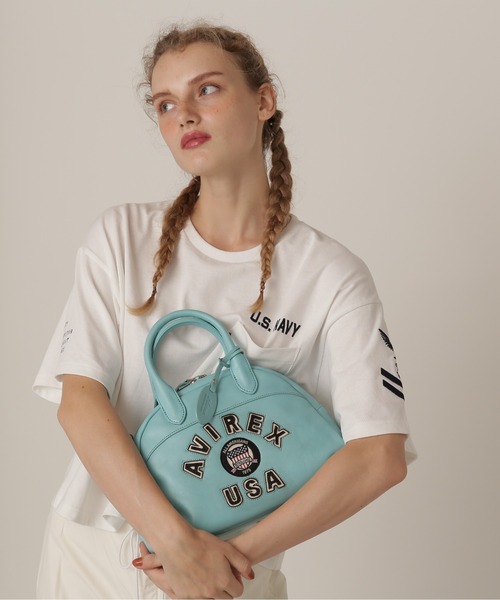 AVIREX バーシティーレザーミニボストンバッグ VARSITY LEATHER MINI-BOSTON BAG/ バーシティー レザー ミニ ボストン