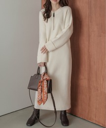 La-gemme（ラジェム）の「ハーフジップ リブニットワンピース（ワンピース）」