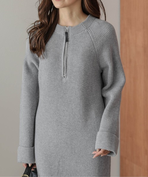 La-gemme（ラジェム）の「ハーフジップ リブニットワンピース（ワンピース・レディース・グレー/アイボリー/ベージュ/ブラック・フリー）」の10枚目の写真
