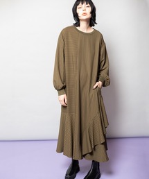 ストライプ切替ワンピース