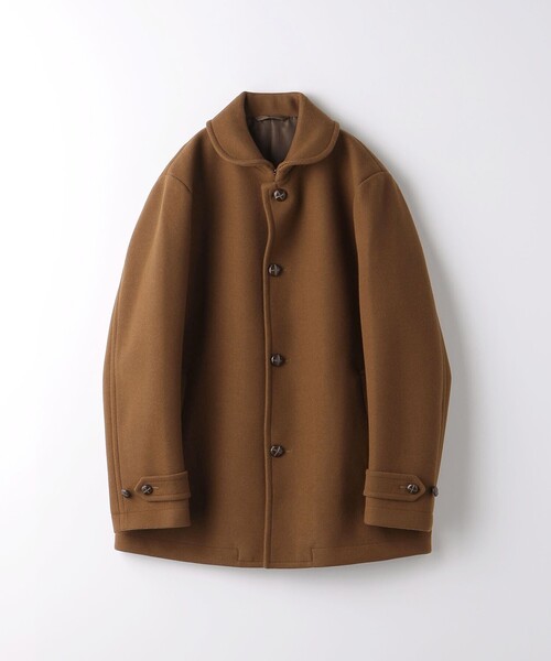 新品タグ付き　ユナイテッドアローズ　メルトン　ピーコート　クルミ　XL キャメル セール】ニット メルトン ショールカラー コート＜A DAY IN THE LIFE