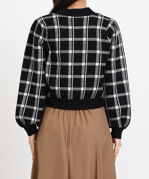 ASTORIA ODIER（アストリアオディール）の「チェック柄ジャガードボウタイプルオーバー（ニット/セーター・レディース・ブラック/サックスブルー/ホワイト・MEDIUM/LARGE）」の18枚目の写真