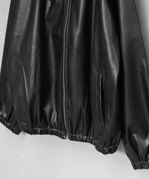 MinoriTY（マイノリティ）の「【MinoriTY select】PUレザーフルジップオーバーサイズパーカー フーディー ビッグシルエット ルーズフィット 革ジャン 革ジャケット（パーカー・メンズ・チャコール/ブラック・M/L/LL）」の12枚目の写真