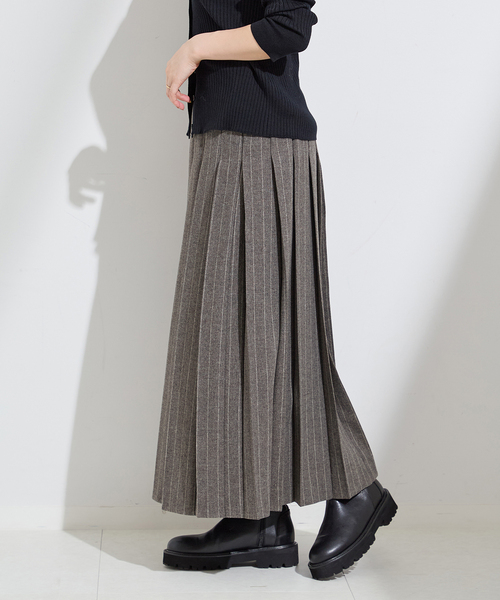 journal standard L'essage（ジャーナルスタンダードレサージュ）の「クラシックストライプ プリーツスカート（スカート・レディース・チャコールグレー/ネイビー・36/38）」の6枚目の写真