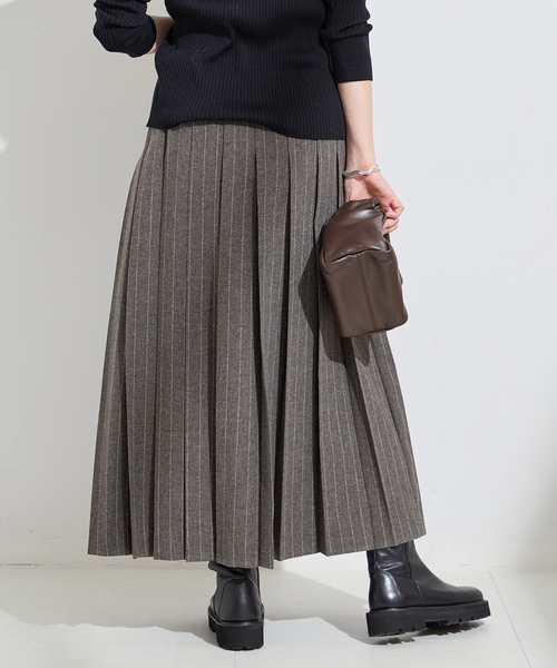 journal standard L'essage（ジャーナルスタンダードレサージュ）の「クラシックストライプ プリーツスカート（スカート・レディース・チャコールグレー/ネイビー・36/38）」の7枚目の写真