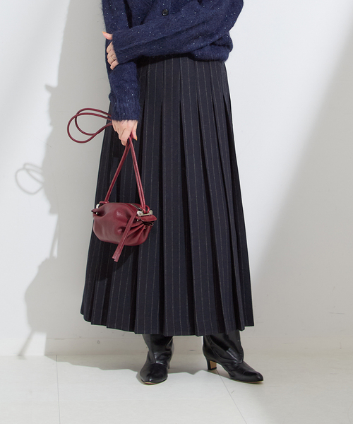 journal standard L'essage（ジャーナルスタンダードレサージュ）の「クラシックストライプ プリーツスカート（スカート・レディース・チャコールグレー/ネイビー・36/38）」の12枚目の写真