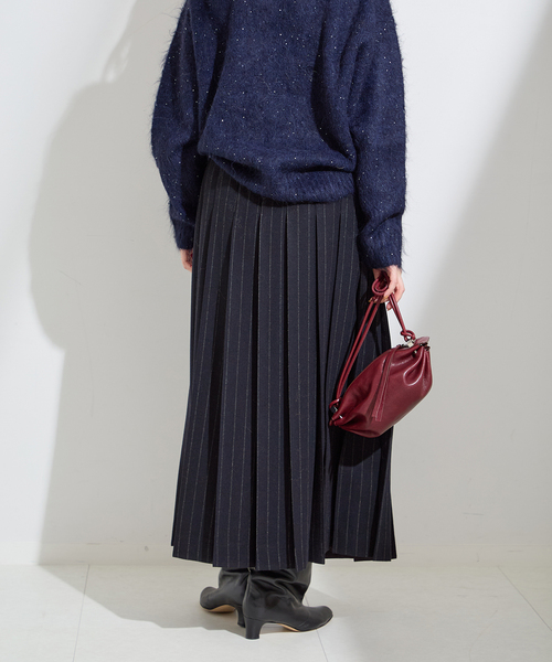 journal standard L'essage（ジャーナルスタンダードレサージュ）の「クラシックストライプ プリーツスカート（スカート・レディース・チャコールグレー/ネイビー・36/38）」の13枚目の写真