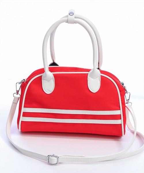 clear（クリア）の「ダブルラインナイロンボストンバッグ［Y2K カジュアル 着回し力抜群］（ボストンバッグ・レディース・ブラック/レッド・F）」の12枚目の写真