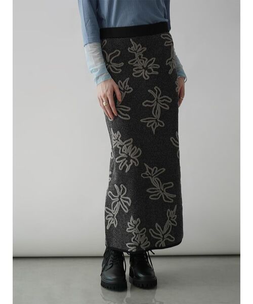 :ETHROF(イーサオブ)の「FLOWER JACQUARD BICOLOR KNIT SKIRT(スカート・レディース・ブラック/グレー/ブルー・MEDIUM)」の15枚目の写真