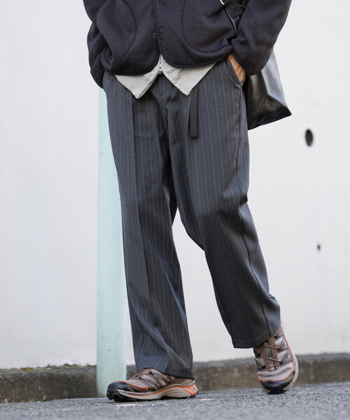 FREAK'S STORE（フリークスストア）の「T/R ウェービングベルト スラックスパンツ（スラックス・メンズ・その他13/ブラック/チャコールグレー/グレー・LARGE/MEDIUM）」の3枚目の写真