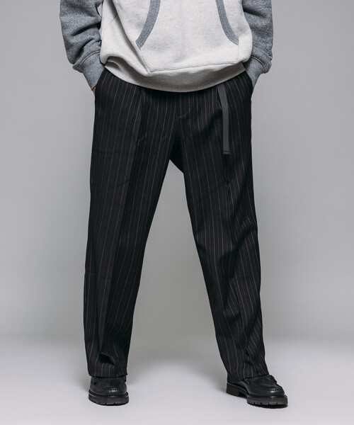 FREAK'S STORE（フリークスストア）の「T/R ウェービングベルト スラックスパンツ（スラックス・メンズ・その他13/ブラック/チャコールグレー/グレー・LARGE/MEDIUM）」の4枚目の写真