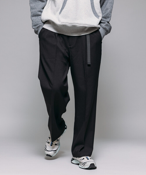 FREAK'S STORE（フリークスストア）の「T/R ウェービングベルト スラックスパンツ（スラックス・メンズ・その他13/ブラック/チャコールグレー/グレー・LARGE/MEDIUM）」の2枚目の写真